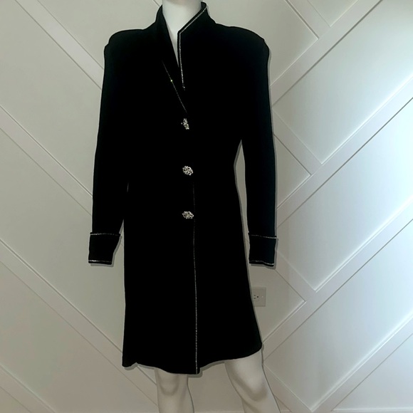 St. John Evening Santana Knit Black Blazer with Swarovski Crystal Accents